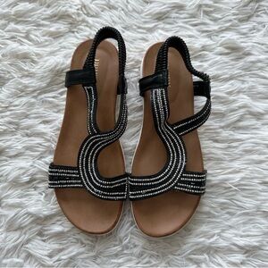 Ubfen Womens Sandal Elastic Ankle Strap Size 6.5